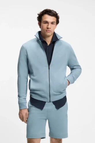 Cotton-terry jacket with logo patch