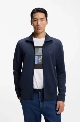 Cotton-terry jacket with logo patch