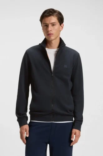 Cotton-terry jacket with logo patch
