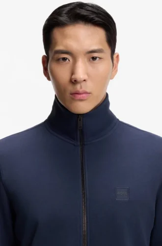 Cotton-terry jacket with logo patch