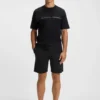 Cotton-terry shorts with logo and stripe