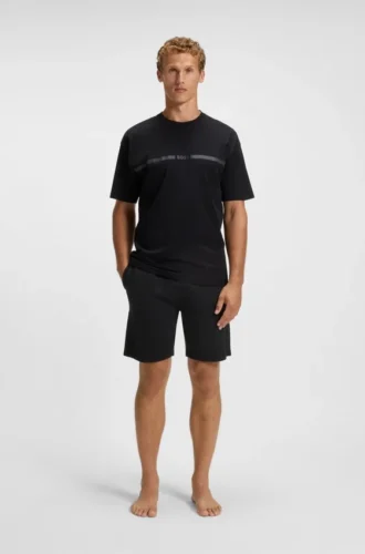 Cotton-terry shorts with logo and stripe