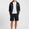 Cotton-terry shorts with logo and stripe