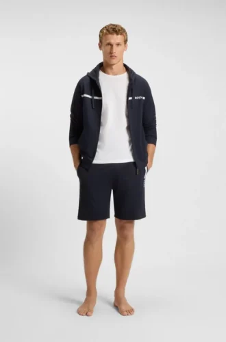 Cotton-terry shorts with logo and stripe