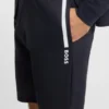 Cotton-terry shorts with logo and stripe