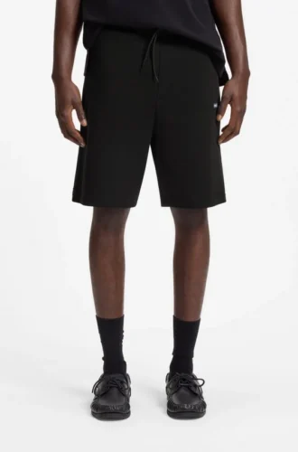 Cotton-terry shorts with logo patch
