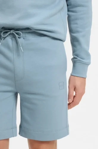 Cotton-terry shorts with logo patch
