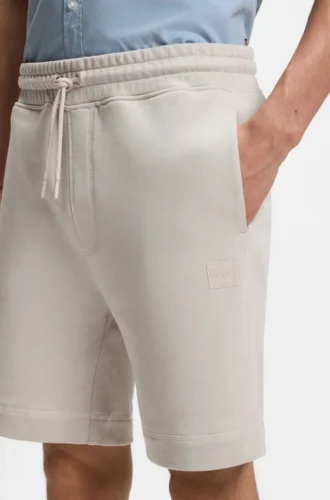 Cotton-terry shorts with logo patch