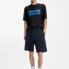 Cotton-terry shorts with logo patch