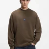 Cotton-terry sweatshirt with blue logo patch
