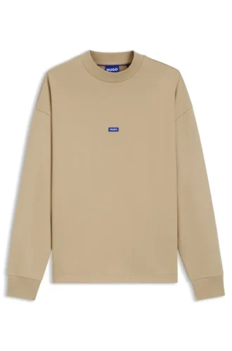 Cotton-terry sweatshirt with blue logo patch