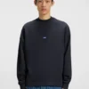 Cotton-terry sweatshirt with blue logo patch