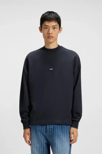 Cotton-terry sweatshirt with blue logo patch