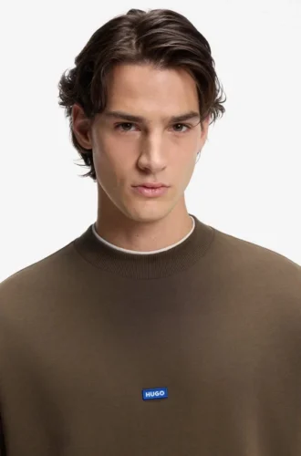 Cotton-terry sweatshirt with blue logo patch