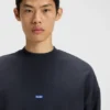 Cotton-terry sweatshirt with blue logo patch