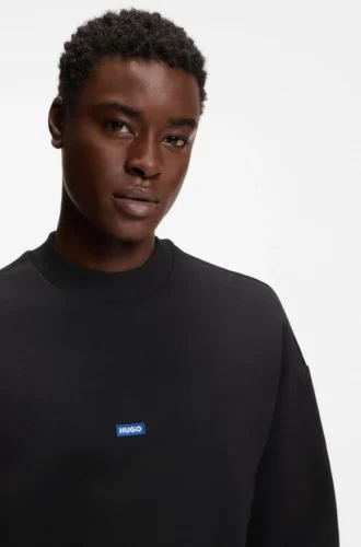 Cotton-terry sweatshirt with blue logo patch