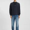 Cotton-terry sweatshirt with blue logo patch