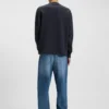Cotton-terry sweatshirt with blue logo patch
