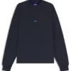 Cotton-terry sweatshirt with blue logo patch