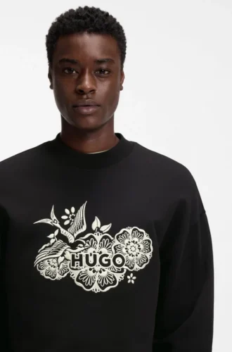 Cotton-terry sweatshirt with embroidered artwork