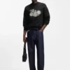 Cotton-terry sweatshirt with embroidered artwork