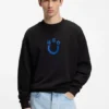 Cotton-terry sweatshirt with Happy HUGO