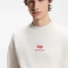 Cotton-terry sweatshirt with Happy HUGO