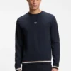 Cotton-terry sweatshirt with logo and signature stripes