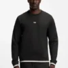 Cotton-terry sweatshirt with logo and signature stripes