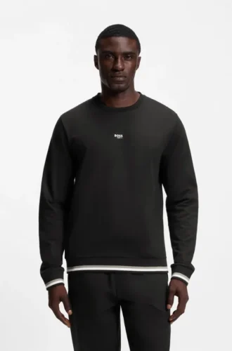 Cotton-terry sweatshirt with logo and signature stripes