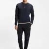 Cotton-terry sweatshirt with logo and signature stripes