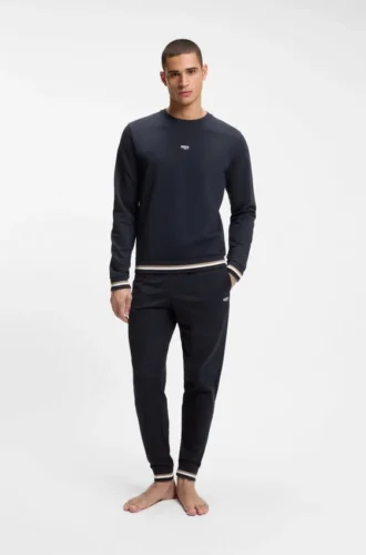 Cotton-terry sweatshirt with logo and signature stripes