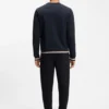 Cotton-terry sweatshirt with logo and signature stripes