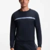Cotton-terry sweatshirt with logo and stripe