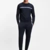 Cotton-terry sweatshirt with logo and stripe
