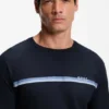 Cotton-terry sweatshirt with logo and stripe
