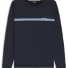 Cotton-terry sweatshirt with logo and stripe