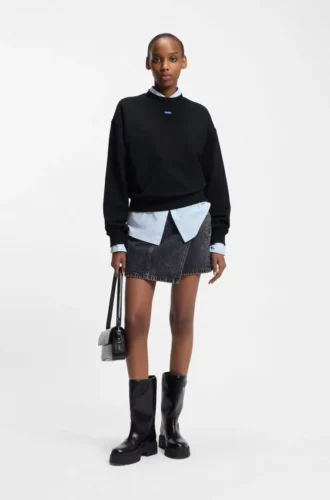 Cotton-terry sweatshirt with logo badge
