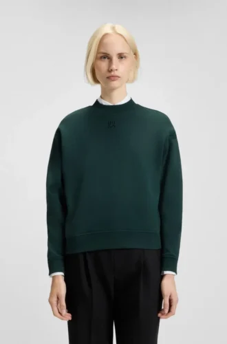 Cotton-terry sweatshirt with stacked-logo embroidery