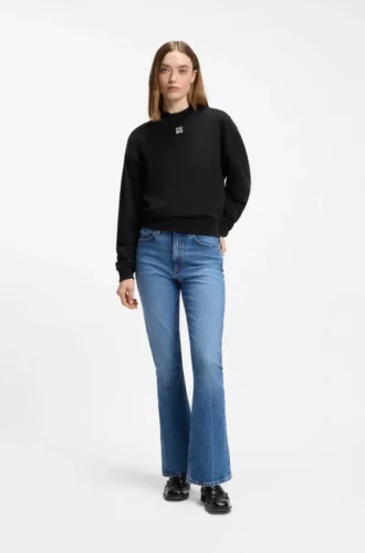 Cotton-terry sweatshirt with stacked-logo embroidery