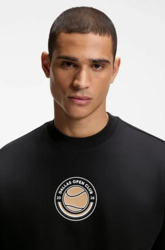 Cotton-terry sweatshirt with tennis artwork