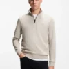 Cotton-terry sweatshirt with zipper collar