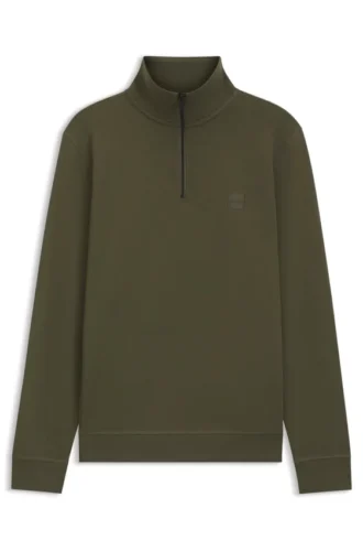 Cotton-terry sweatshirt with zipper collar