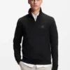Cotton-terry sweatshirt with zipper collar