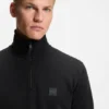 Cotton-terry sweatshirt with zipper collar