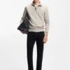 Cotton-terry sweatshirt with zipper collar