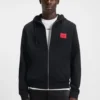 Cotton-terry zip-up hoodie with logo label