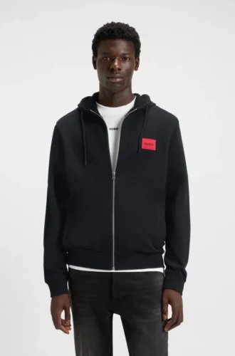Cotton-terry zip-up hoodie with logo label