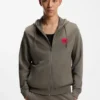 Cotton-terry zip-up hoodie with logo label