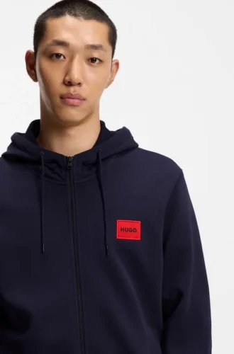 Cotton-terry zip-up hoodie with logo label
